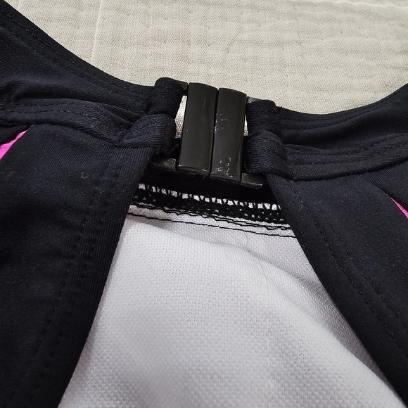 Fuchsia And Black Two Tone Padded Cut Out One Piece Summer Swimsuit Size Large - Picture 12 of 15